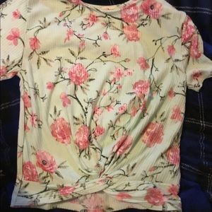 Mint Twist Front Floral Top